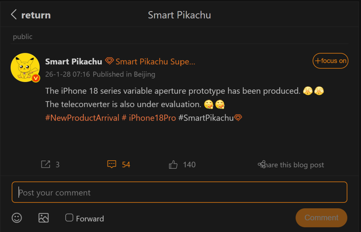 Smart Pikachu iPhone 18 teleconverter